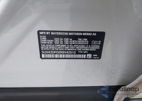2024 BMW X3 Sdrive30I from USA, damaged, VIN 5UX43DP0XR9V42610